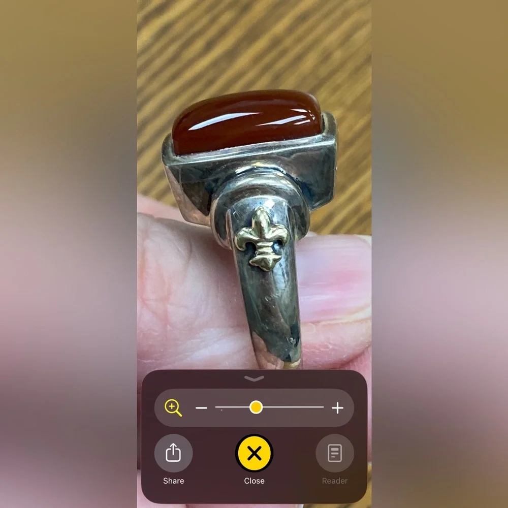 Vintage Silver and Gold Ring with carnelian - Picture 4 of 7